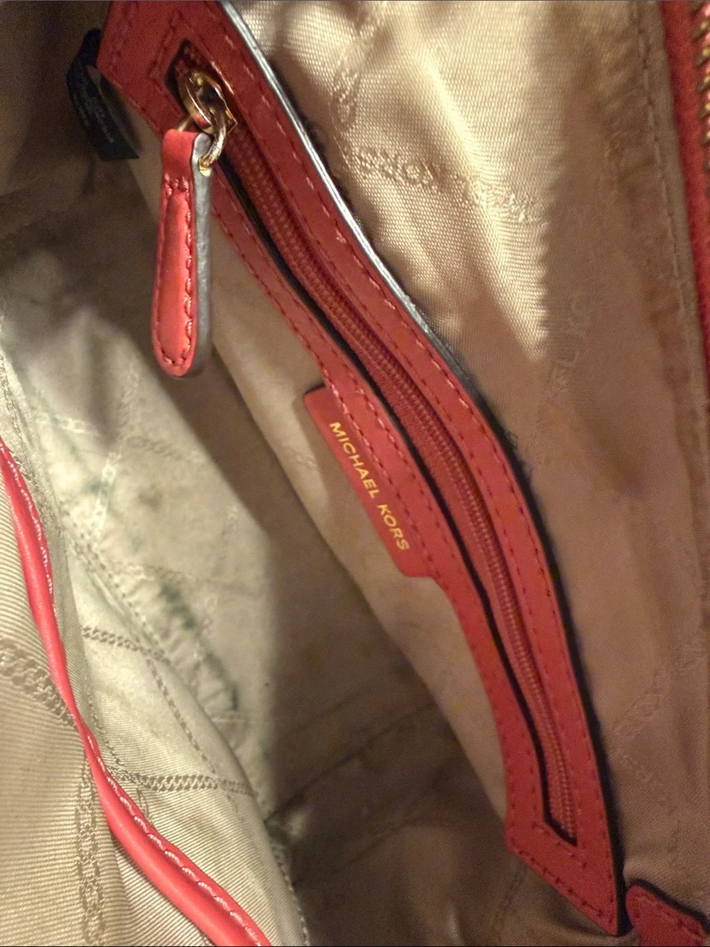 Michael Kors Red Pebbled Leather Satchel Crossbody with MK Charm - Picture 3 of 4